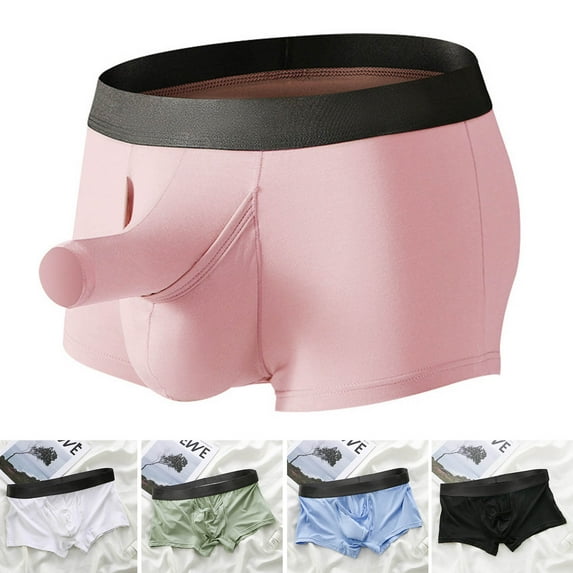ruhuadgb Mid-Rise Elastic Waistline Men Panties Simple Patchwork Color U Convex Shorts Briefs