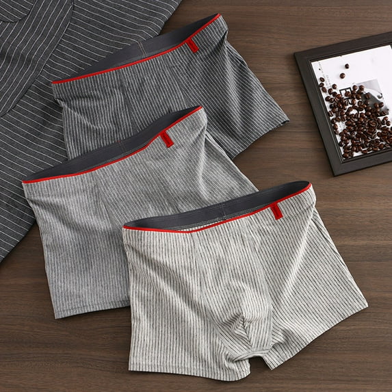 ruhuadgb Mid-rise Elastic Men Underpants Sweat Absorbing Fine Sewing Sexy Stripe U Convex Cotton Shorts Panties