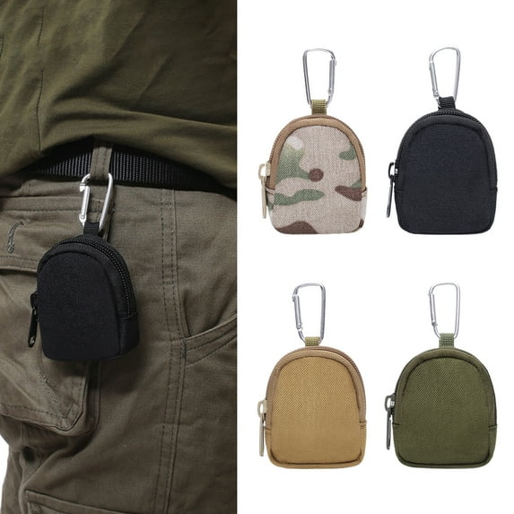 ruhuadgb Pocket Organizer Portable Mini Size Zipper with Carabiner Wear-resistant Storage Water-repellent Every Day Carry Small Tool Pouch Climbing Accessory