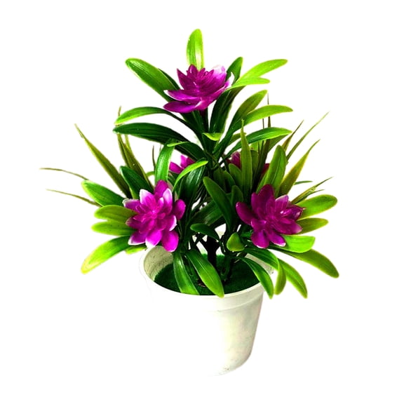 ruhuadgb Potted Flower,phoe Artificial Fake Lotus Flower Party Garden Home Decor Purplish Red