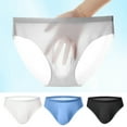 thumbnail image 1 of ruhuadgb Summer Ultra-Thin Ice Silk Sexy Men Briefs Translucent Low-rise Seamless 3D U Convex Breathable Panties, 1 of 8