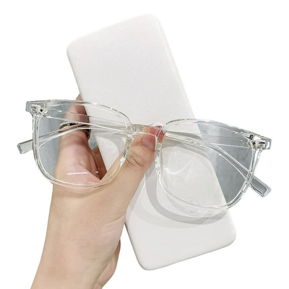 ruhuadgb Unisex Blue Light Blocking Glasses Retro Large Frame Clear View Strong Hinge with Brim Eye Protection Clear Bluelight Glasses Spectacles Eyeglasses Eyewear
