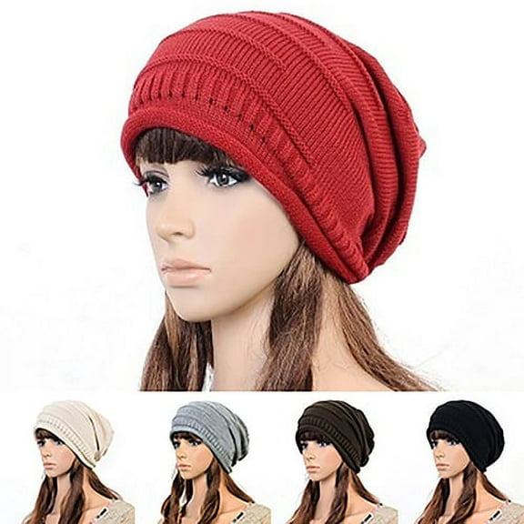 ruhuadgb Women Autumn Fashion Hip Hop Cap Winter Warm Casual Pleated Crochet Beanie Hat