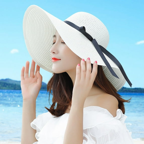 ruhuadgb Women Sun Hat Wide Brim Sunscreen Washable Friendly to Skin Beach Hat Fashion Accessory