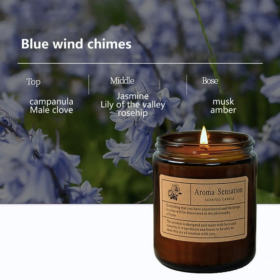 ruiheuyx Organic Blue Chimes Candle, Non-Toxic Soy Candle for Birthday Gifts, Home, Stress Reduction and Meditation (120g)