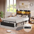 thumbnail image 1 of Dyzmo Queen Size LED Light Bed Frame with Storage Shelf and USB Ports, Queen Bed with Drawers and RGB LED Lights, 1 of 8