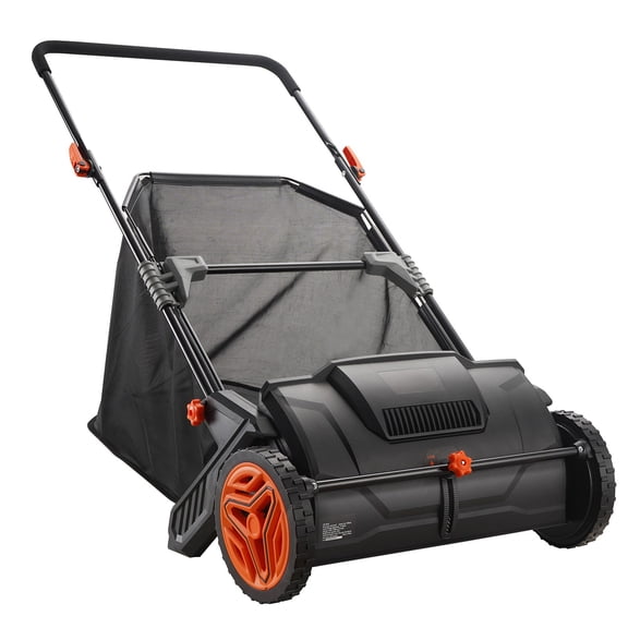 ruke Lawn Sweeper Push Leaf and Grass Collector,21"Width, 3.5 Cu. Ft. Capacity