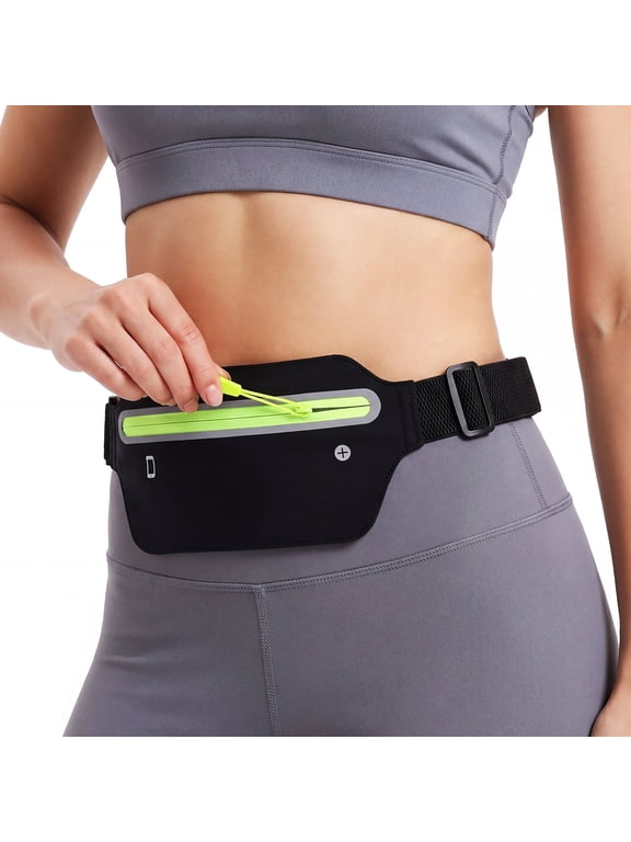 Slim Running Belt, Ultra Light Bounce Free Funny Pack Waist Pouch Fitness Workout Belt Sport Waist Pack Exercise Waist Bag for Apple iPhone Samsung in Running Gym Marathon Cycling