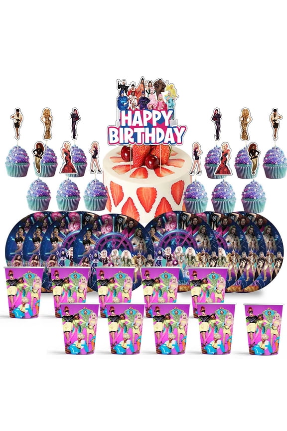 rupaul's drag race Birthday Cups Party Supplies Plates Cups Decorations Cake Topper Decor