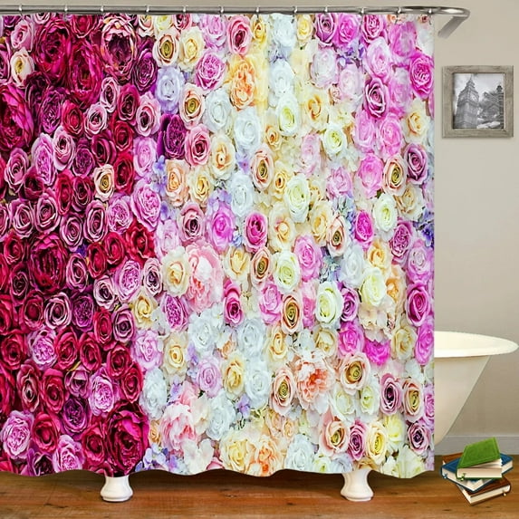 Shower Curtain Colorful Fresh Flowers Floral 3D Printing Waterproof Shower Curtains Polyester Home Decoration Curtain With