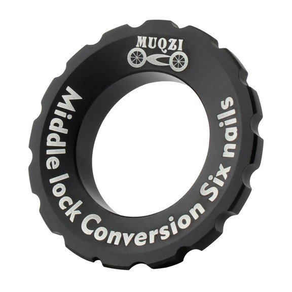 rust 6 Disc Brake Rotor Adapter, Aluminum Alloy Middle Lock Disc Brake Conversion Cap Cover Adaptor Black