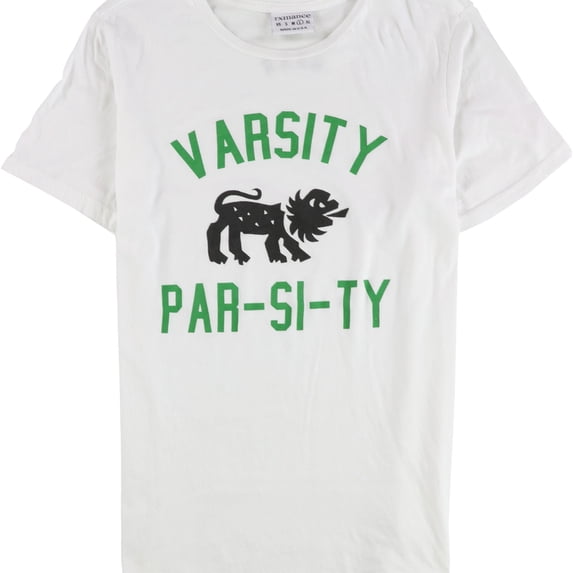 rxmance Womens Varsity Par-Si-Ty Graphic T-Shirt, White, Large