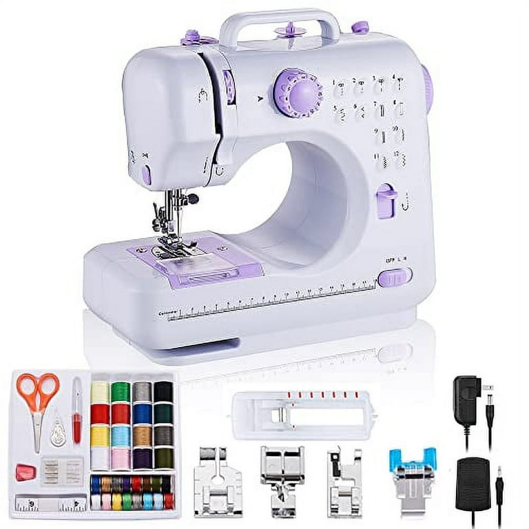 Rxmeili Sewing Machine Portable Mini Electric Sewing Machine for Beginners 12 Built-In Stitches 2 Speed with Foot PedalLight, Storage Drawer