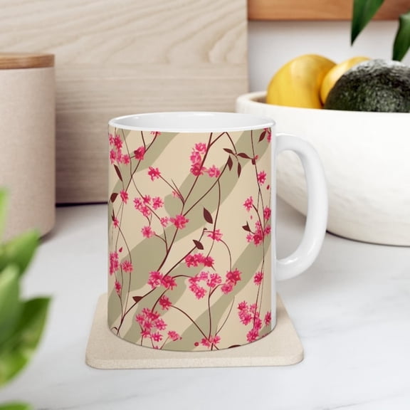 ry Bm Tree Mug, anese Pink Sakura Ceramic Coffee Mug, oz.