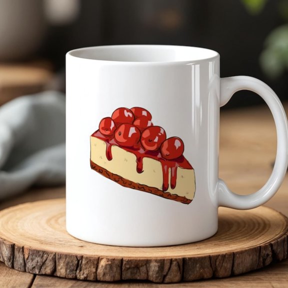 ry Cheeseke Mug Cute Dessert Lover Gifup, Foodie Coffee Mug with Sweet Bakery Illustration, oz Ceramic.