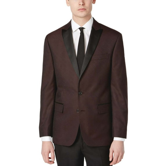 ryan seacrest modern fit burgundy patterned dinner jacket