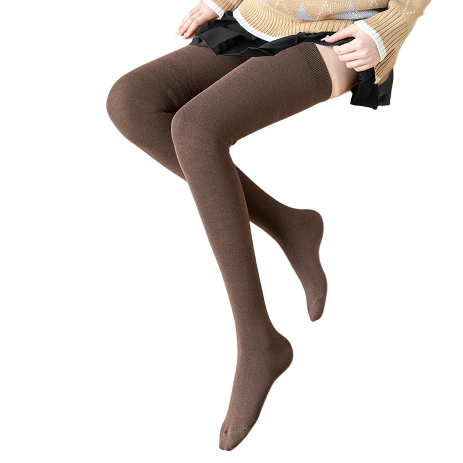 Womens Winter Knee High Pantyhose Fashionable Solid Color, Thick