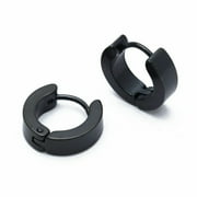 rygai 1 Pair Cool Men Stainless Steel Huggie Hoop Earrings Casual Jewelry-Black