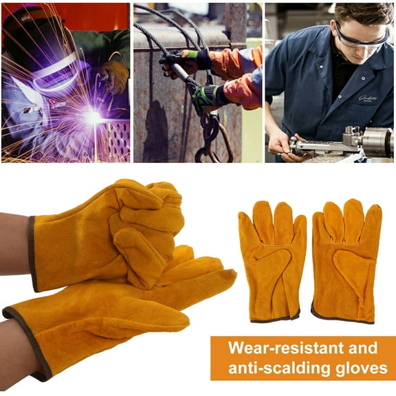 rygai 1 Pair Garden Gloves Non-slip Ultra-Thick Wear Resistant Wide Application Keep Warm Soft Outdoor Gardening Worker Welding Full Finger Gloves for Working,Yellow One Size