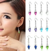 rygai 1 Pair Pendant Earrings Sparkling Simple Style Creative Shape Elegant Vibrant Color Decorative Alloy Faux Gem Water Drop Women Dangle Earrings for Women,Royal Blue