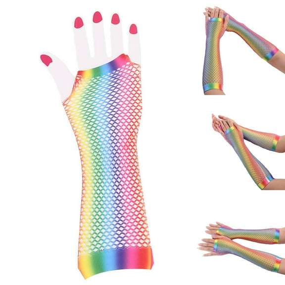 rygai 1 Pair Wedding Gloves Lightweight Hollow Out One Size Half Finger Mesh Gloves for Festival,Multicolor One Size