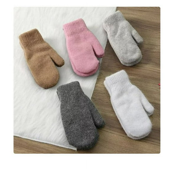 rygai 1 Pair Women Mittens Double-layers Cute Stretchy Soft Thickened Cold Resistant Autumn Winter Girls Gloves for Riding,Khaki One Size