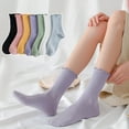 thumbnail image 1 of rygai 1 Pair Women Winter Socks Shirring High Elasticity Soft Solid Color Anti-slip Keep Warm Anti-shrink No Odor Mid Tube Socks Women Clothes Accessory,White, 1 of 8
