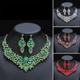 thumbnail image 1 of rygai 1 Set Earrings Necklace Set Elegant Green Faux Crystal Jewelry Set for Women Wedding Party Accessories Dazzling Stud Earrings Necklace Gift Giving,Purple, 1 of 8