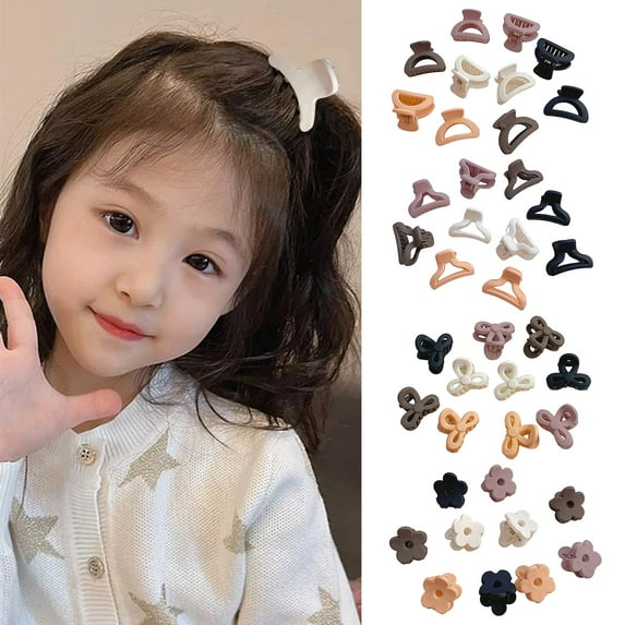 rygai 10Pcs/Set Women Hair Clip Boxed Solid Color Butterflies Semi circle Flower Non slip Mini Ladies Bang Side Hair Claw Clamp Hair Ties D