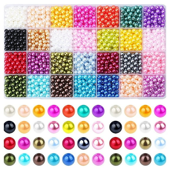 rygai 1960Pcs Faux Pearl Beads for Jewelry Making 28 Colors DIY Bracelet Necklace Earrings Kit Round Beads with Storage Box,Multicolor