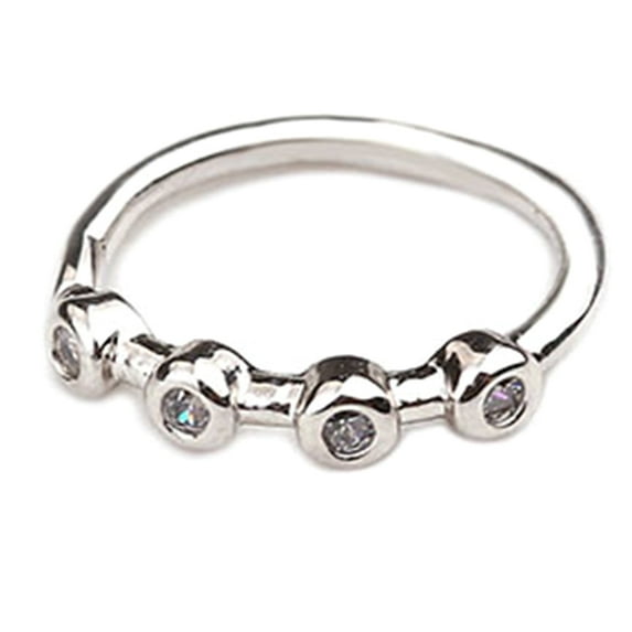 rygai 1Pc Women Cubic Zirconia Inlaid Flower Nose Ring Piercing Hoop Helix Earring-Silver 4 Stones