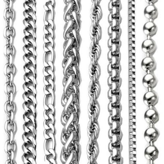 rygai 2-9mm Men's Women's Stainless Steel Silver Plated Twist Link Chain Necklace,6mm 26inch #4 Wheat Chain