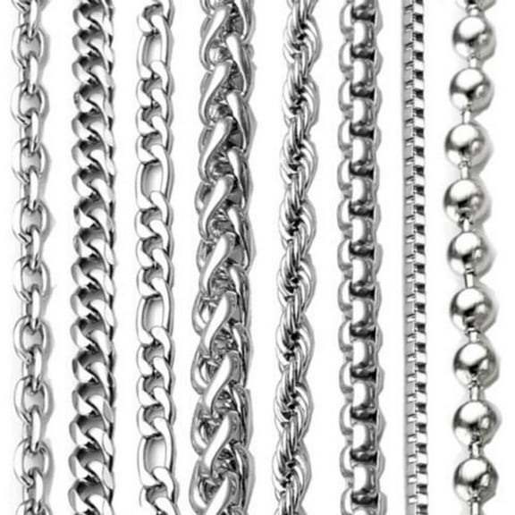 rygai 2-9mm Men's Women's Stainless Steel Silver Plated Twist Link Chain Necklace,6mm 26inch #4 Wheat Chain