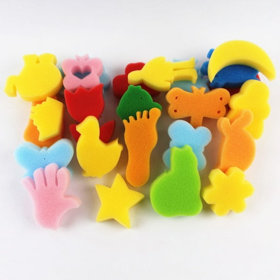 rygai 24Pcs Colorful Assorted Sponge Children DIY Painting Art Craft Education Toy,Random Color