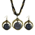 thumbnail image 1 of rygai 2Pcs/Set Bohemian Unique Carved Round Earrings Necklace Set Multilayer Beads Chain Pendant Necklace Hook Earrings Jewelry Gift,Black, 1 of 8