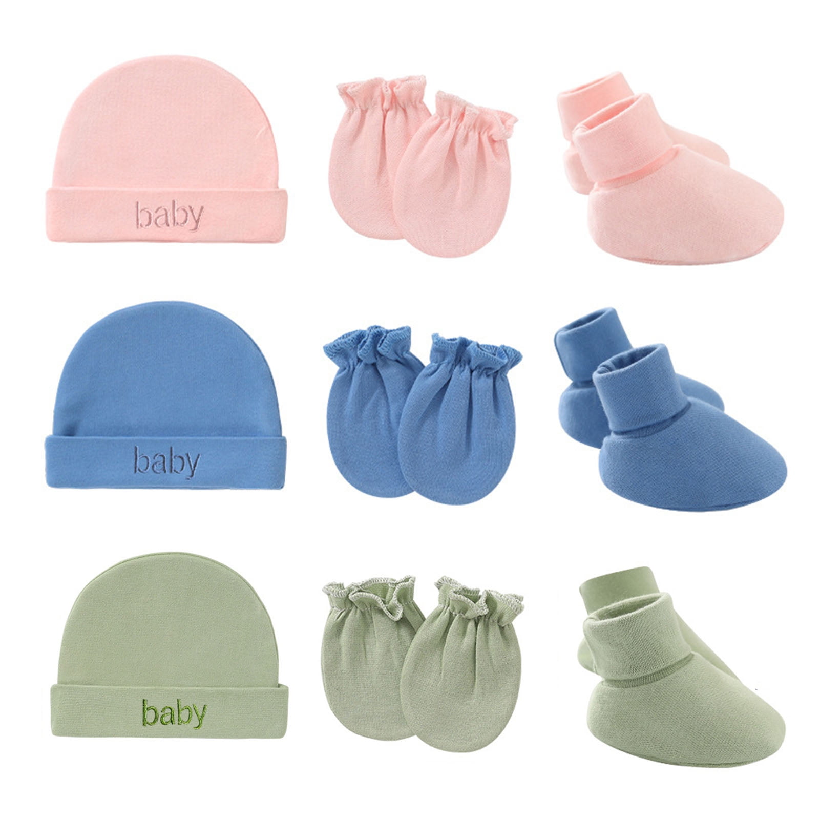 rygai 3Pcs/Set Newborn Beanie Antifading Keep Warm Cotton Blend New