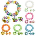 thumbnail image 1 of rygai 4Pcs/Set Thickening Vibrant Color 80Pcs Flower Hawaiian Garland Hawaiian Flowers Necklace Headband Bracelets Lei Party Supplies,Multicolor 4pcs, 1 of 8