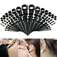 thumbnail image 1 of rygai 50Pcs Ear Expander Double O-Rings Flared Tunnels Three-piece Suit Hypoallergenic Body Piercing Jewelry Set Smooth Surface Finish Acrylic Tapers And Plugs Silicone Tunnels Perfect Gift,Pink, 1 of 8