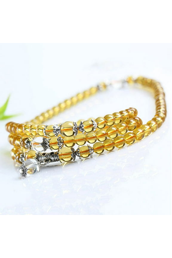 6mm Crystal Stone Buddhist Amethyst 108 Prayer Beads Mala Bracelet Necklace-Yellow