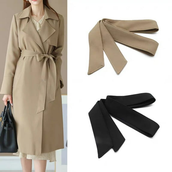 rygai Adjustable Buckle Fitted Long Waist Strap Women Casual Overcoat Wide Waist Belt Clothes Ornament,Navy Blue
