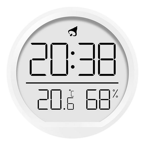 rygai Alarm Clock Modern Wall Clock with Alarm Time Temperature And Humidity Display for Home Office Decor