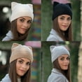 thumbnail image 1 of rygai Autumn Winter Beanie Hat Ears Dome Knitted Good Stretch Brimless Cap for Outdoor Grey, 1 of 1
