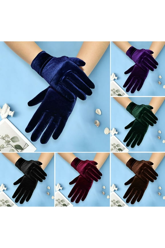 Banquet Gloves Vintage Decorative High Elasticity Windproof Wear-resistant Keep Warm Breathable Women Short Opera Flannelette Gloves for Outdoor,Dark Coffee One Size