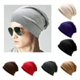 thumbnail image 1 of rygai Beanie Hat Double-layers Thin Stretchy Slouchy Baggy Spring Autumn Women Men Couple Skull Cap for Outdoor Brown, 1 of 1