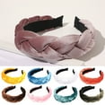 thumbnail image 1 of rygai Braided Twist Elastic Non-slip Elegant Women Headband Solid Color Wide Heightened Velvet Hair Hoop Hair Accessories,Navy Blue, 1 of 1