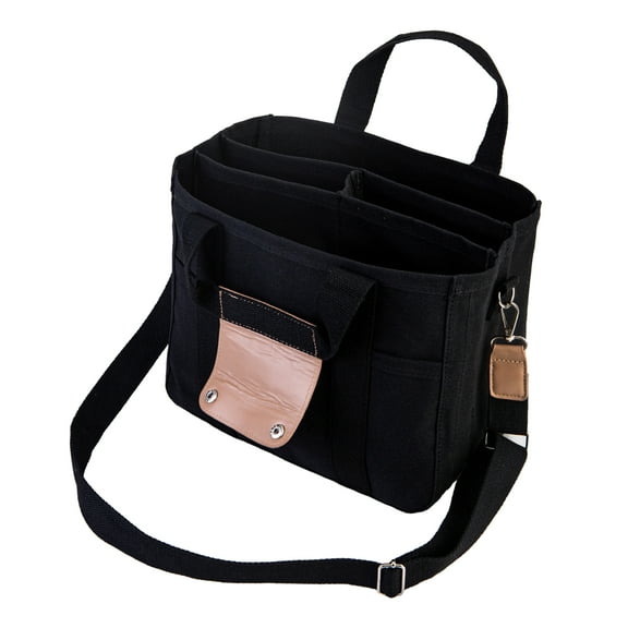 rygai Canvas Tote Bag with Handle Large Capacity Multiple Compartment Wear Resistant Waterproof Storage Pouch with Pockets