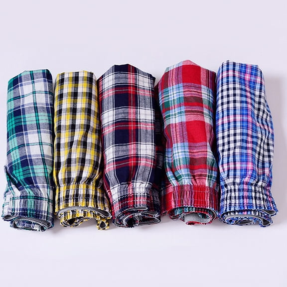 rygai Casual Plaid Print Elastic Waist Men Underwear Summer Beach Pants Boxers Shorts,Random Color XXXL