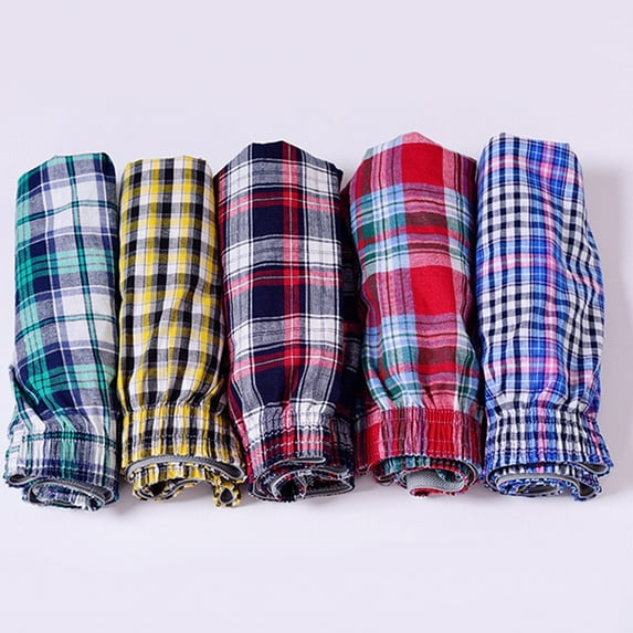 rygai Casual Plaid Print Elastic Waist Men Underwear Summer Beach Pants Boxers Shorts,Random Color XXXL