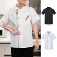 thumbnail image 1 of rygai Chef Top Unisex Pocket Lightweight Comfortable Short Sleeve Stand Collar Catering Breathable Easy to Wash Chef Shirt for Work,White,L, 1 of 8