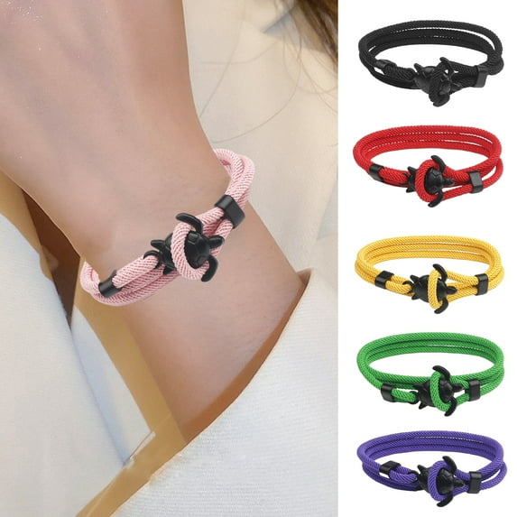 rygai Couple Bracelet 3 Layers Handmade Long Solid Color Braided Rope Multi-colors Gift Soft Sea Turtle Charm Women Bracelet Fashion Jewelry,Yellow